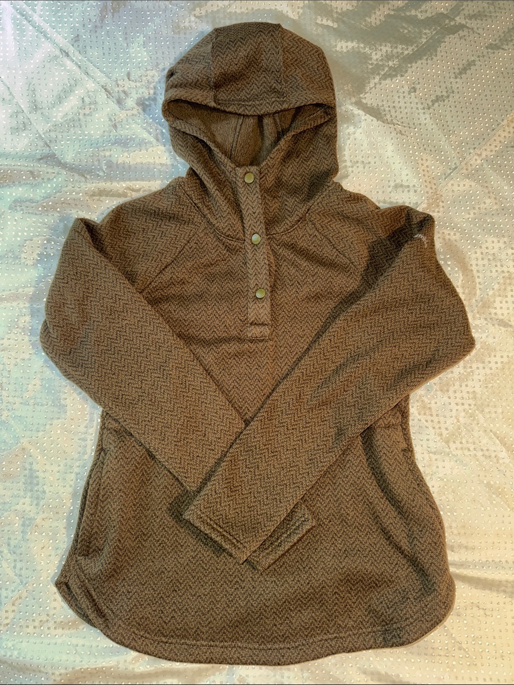 Columbia Darling Days II Fleece Chevron Pullover Hoodie Size Medium Brown